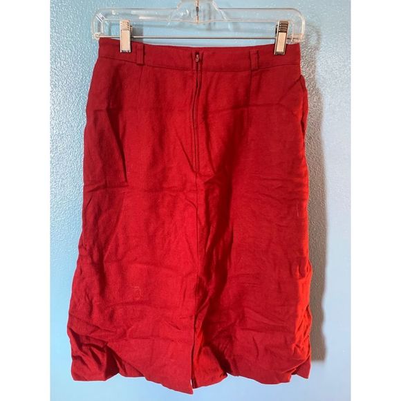 Vintage 1970s College Town Wool Red Pencil Skirt Size Small - Picture 2 of 3